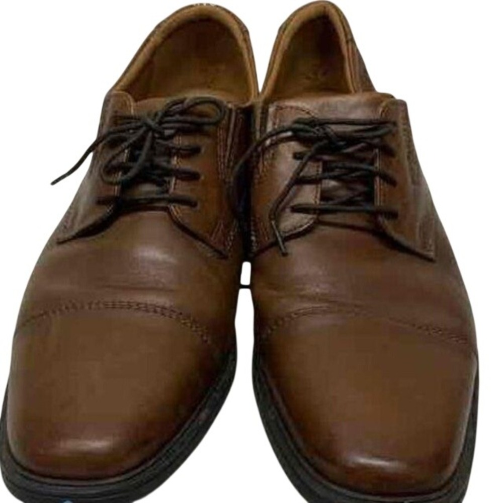Clarks 15770 Dress Shoes Men's US 10 Brown Leather Oxford Cap-Toe Lace-Up Formal